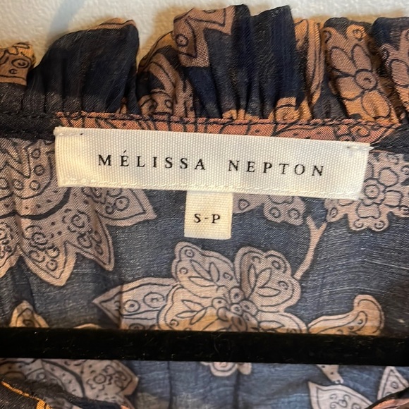 Mélissa Nepton blouse fluide. Jamais portée Marine et brune small Modèle 2023 - Picture 1 of 2